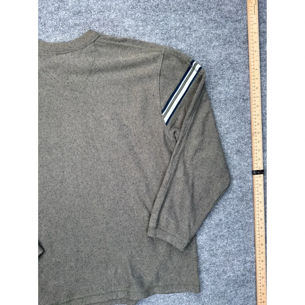 Retro Gear Mens‎ Large Sweater Olive Brown Striped Long Sleeve Y2K Cotton Blend